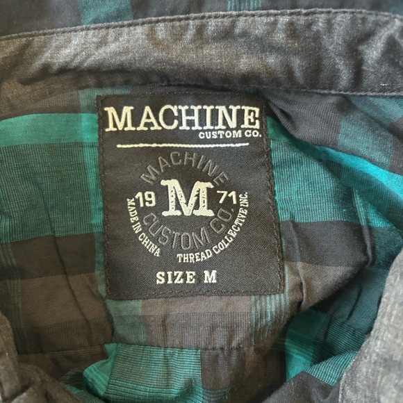 Machine Custom Co. Charcoal/Teal Plain Long Sleeve Button Up Shirt Men's Medium - Picture 5 of 9